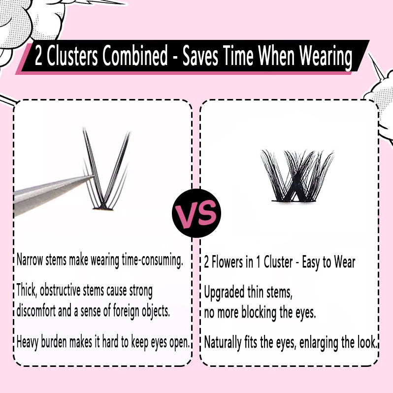 100pcs Lazy Girl Voluminous Large Curl False Eyelashes - Cluster Segment Design, Perfect for Beginners, Natural Mixed-Race Look, Camera-Ready Manga Style