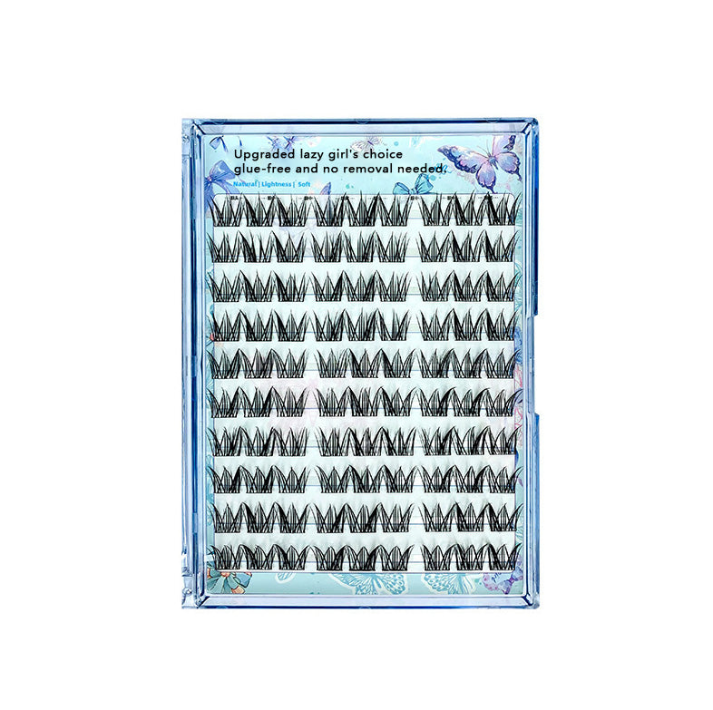 100pcs 10 Rows of Lazy Girl's Glue-Free, No-Removal Self-Adhesive Natural Daisy False Eyelashes, Cluster Design, Perfect for Beginners, Photogenic Manga Style Lashes