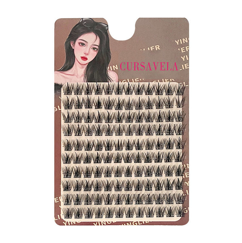 100pcs Pure Wild Devil False Eyelashes - Single Cluster Sectional Manga Barbie Natural & Realistic Style, Beginner-Friendly, Perfect for Camera