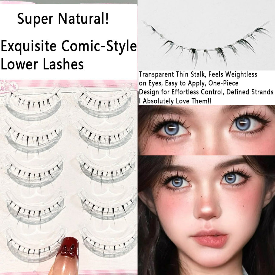100pcs CURSAVELA 9mm Natural Comic-Style Short False Eyelashes - One-Strip Design for a Subtle, Camera-Ready Look