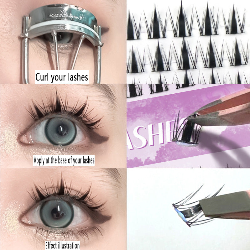 100pcs Barbie Wild Bunny Sweet & Cool Photogenic Lashes - Lazy Girl's 3-Step Voluminous Barbie Manga Style, Self-Adhesive False Lashes for Beginners