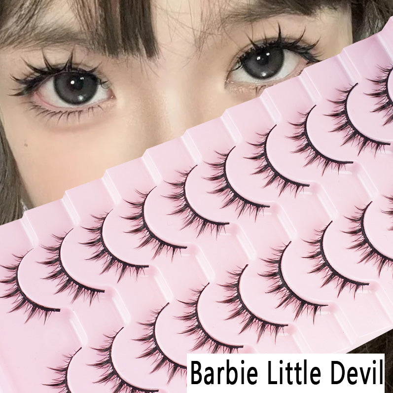 10 Pairs of Hard Stem False Eyelashes - Natural Manga Little Devil Style, Lash-Lifting False Eyelashes