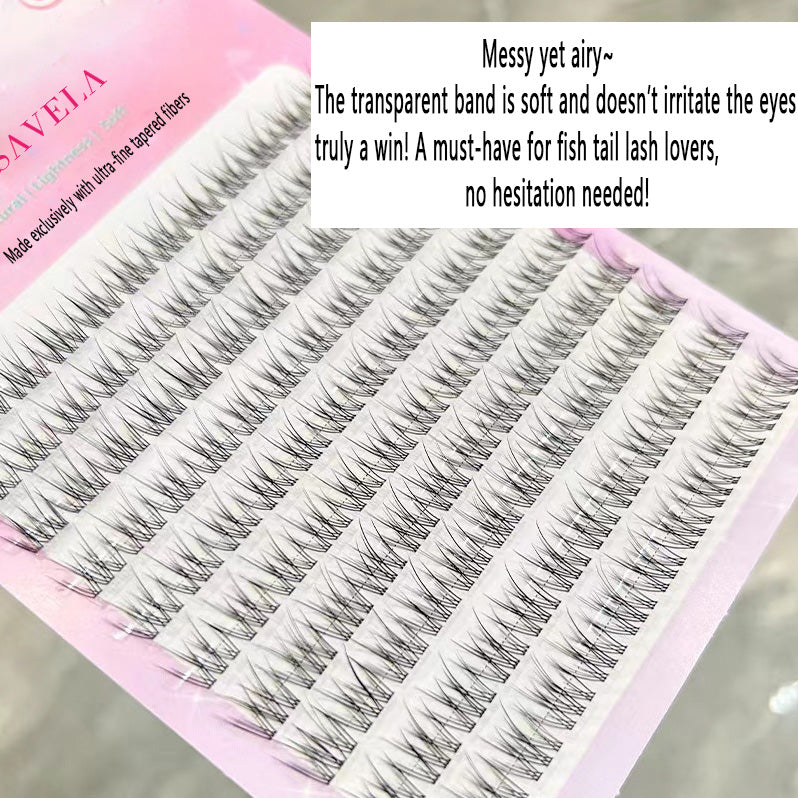 10-Row Sectioned Lazy Fish Tail False Eyelashes - Natural & Realistic Trilogy