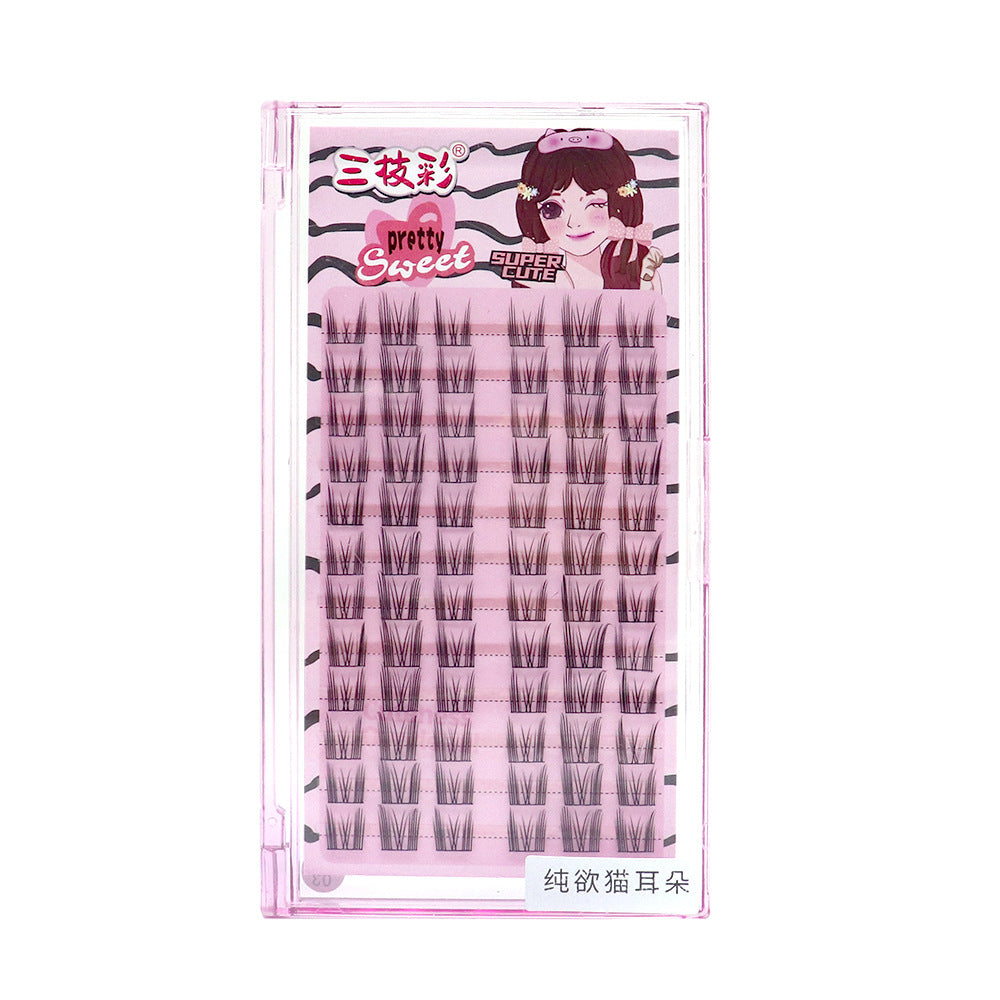 Cursavela Comic-Style Three-Segmented Double-Spike Wheat Eyelashes: Rigid Stems, Large Capacity, Realistic and Natural, an Essential Tool for Beginners and Lazy People
