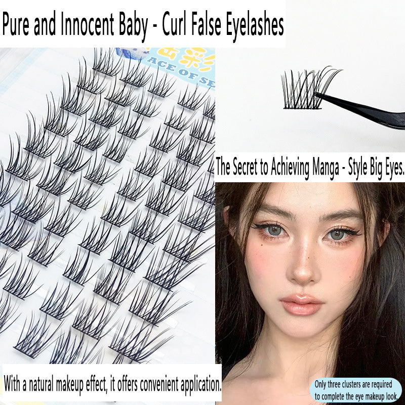 A Must-Have for Lazy People! 10-Row Large-Capacity Single-Cluster False Eyelashes, Baby Curve Fox Style, Pure, Natural, and Super Photogenic, Beginner-Friendly
