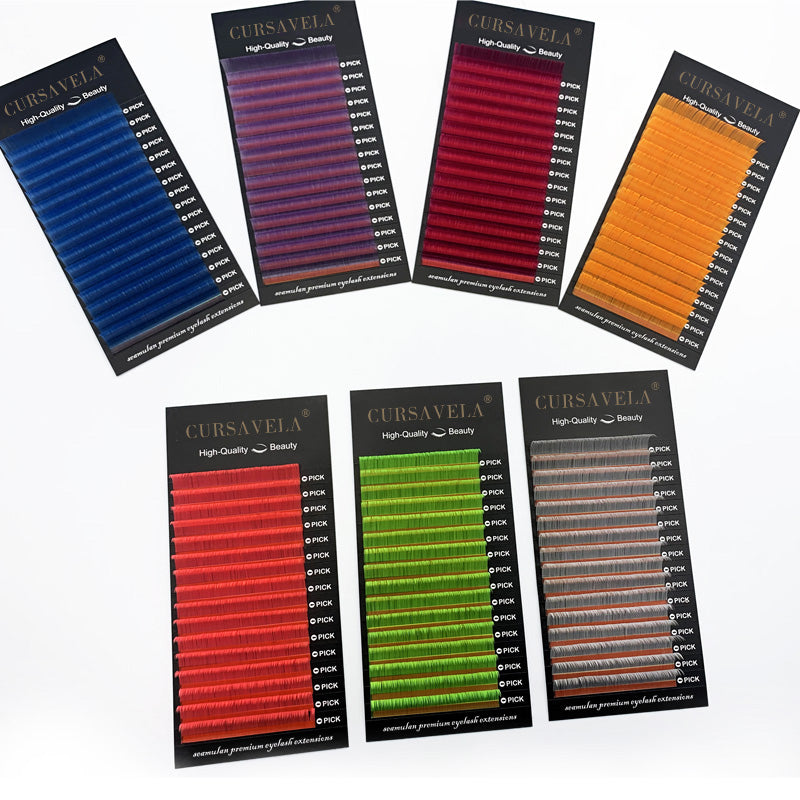 Colorful Eyelashes 100pcs 16 Rows Korean PBT Faux Soft Mink Individual Eyelash Extension Supplies | Professional Natural Russian Volume Lashes