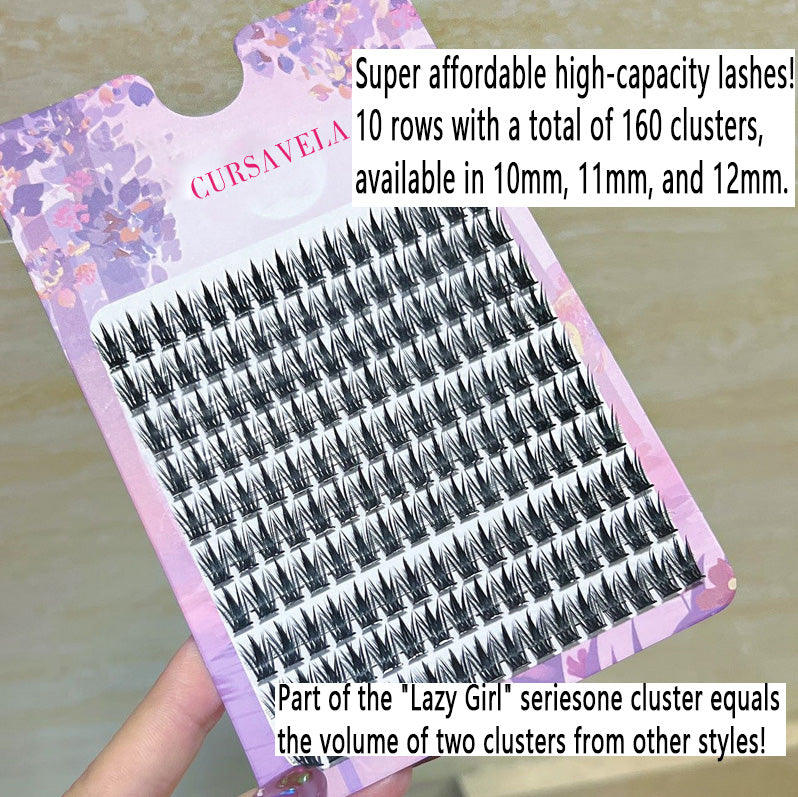 CURSAVELA 100pcs 10-Row High-Capacity Tower Spike False Eyelashes - Natural, Voluminous, and Camera-Ready for Women