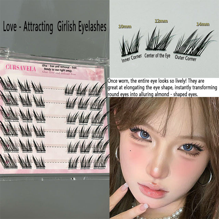 Glue - free Fox - style Diagonal - flying Eyelashes for Teenagers: Natural, Translucent, Essential for Sweet - Cool Bare