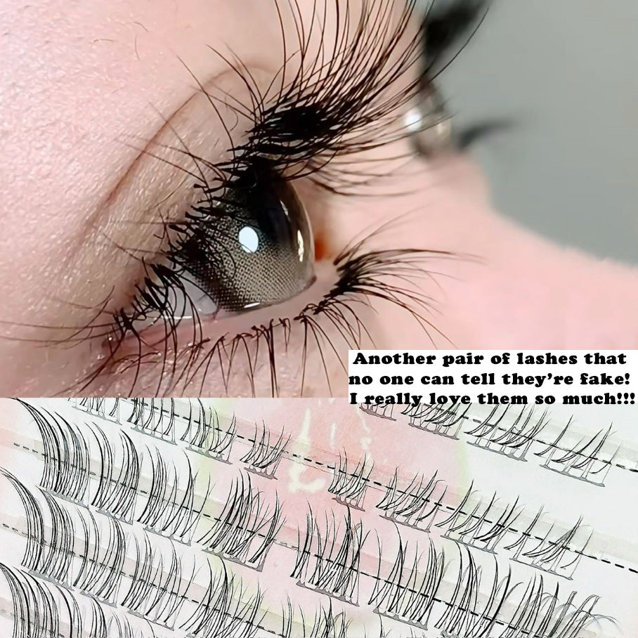Individual DIY lashes Born-with-It Fox-Style Segmented False Lashes - Upper & Lower Lash Set, Naturally Curled, Self-Adhesive & No Remover Needed, Realistic Eyelashes