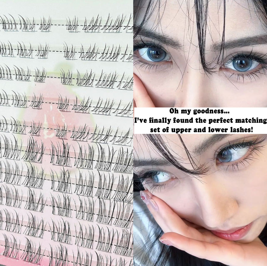 Individual DIY lashes Born-with-It Fox-Style Segmented False Lashes - Upper & Lower Lash Set, Naturally Curled, Self-Adhesive & No Remover Needed, Realistic Eyelashes