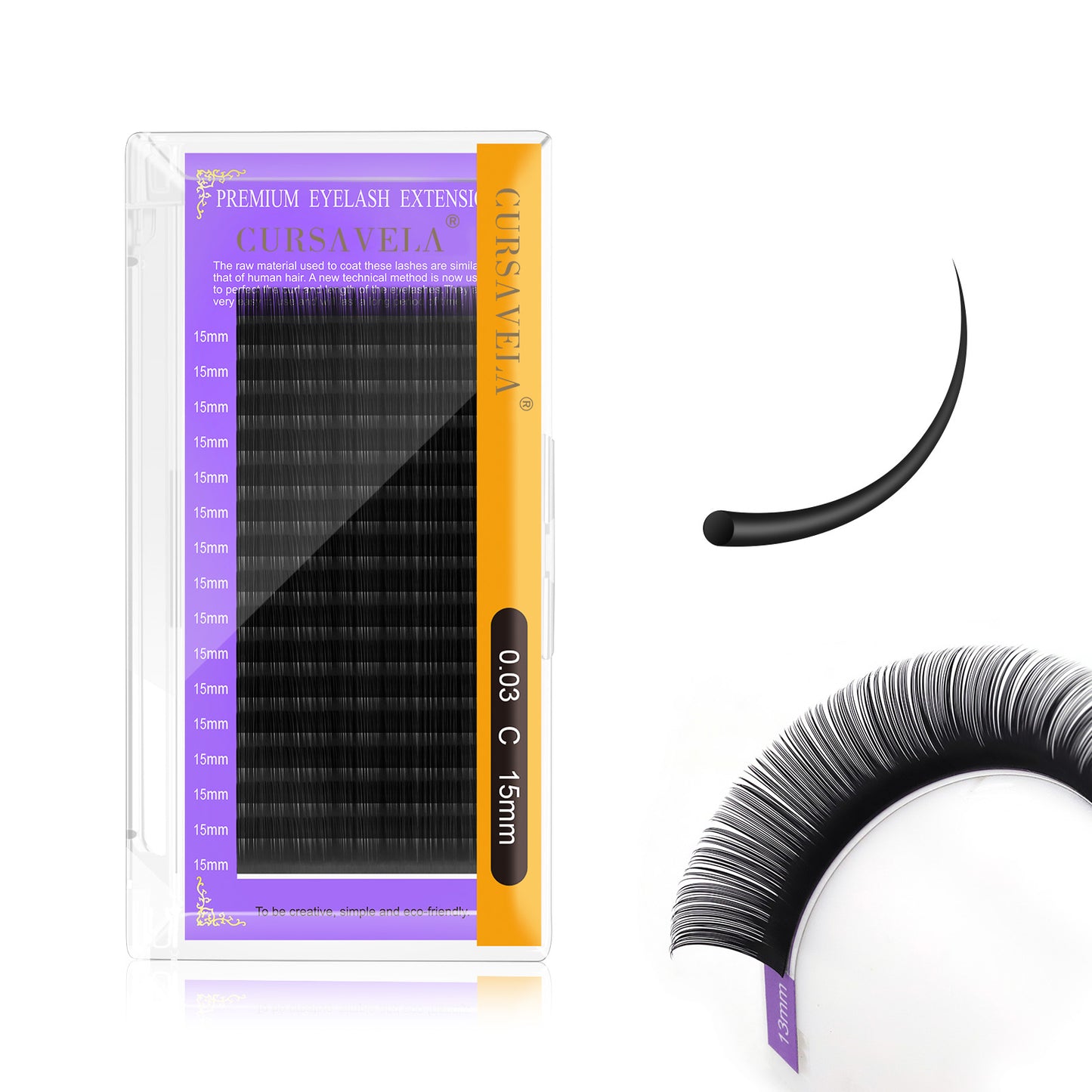 Classic Volume Eyelashe CURSAVELA 100pcs available in 16 - 20mm Made of faux mink, soft and natural