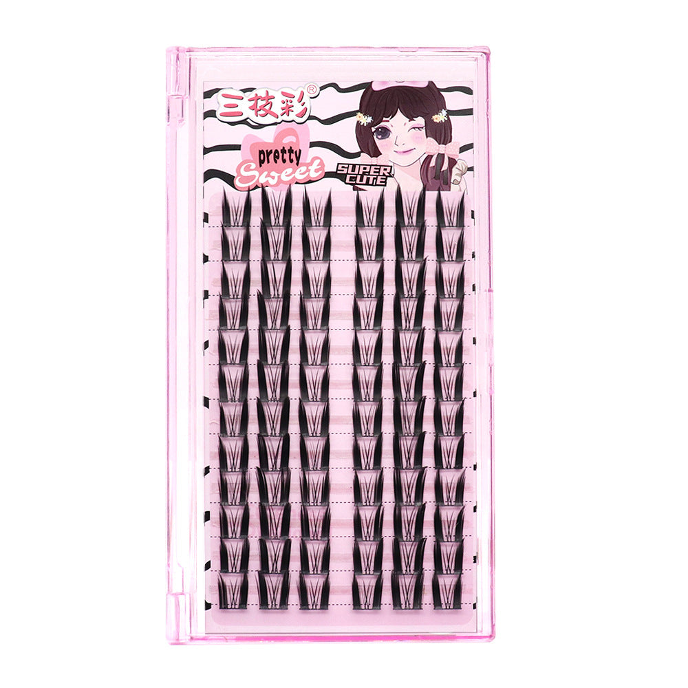 Cursavela Comic-Style Three-Segmented Double-Spike Wheat Eyelashes: Rigid Stems, Large Capacity, Realistic and Natural, an Essential Tool for Beginners and Lazy People