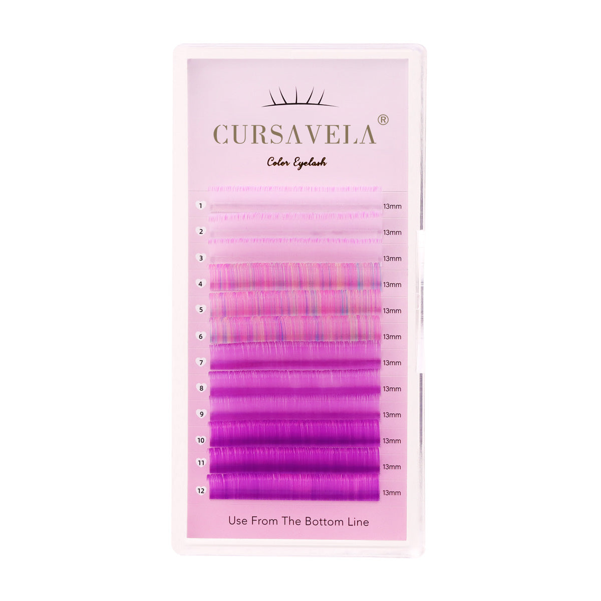 100pcs Colorful Eyelash Individual Extensions for Halloween – Mix of Pink, Red, Green, Blue, and Purple by CURSAVELA