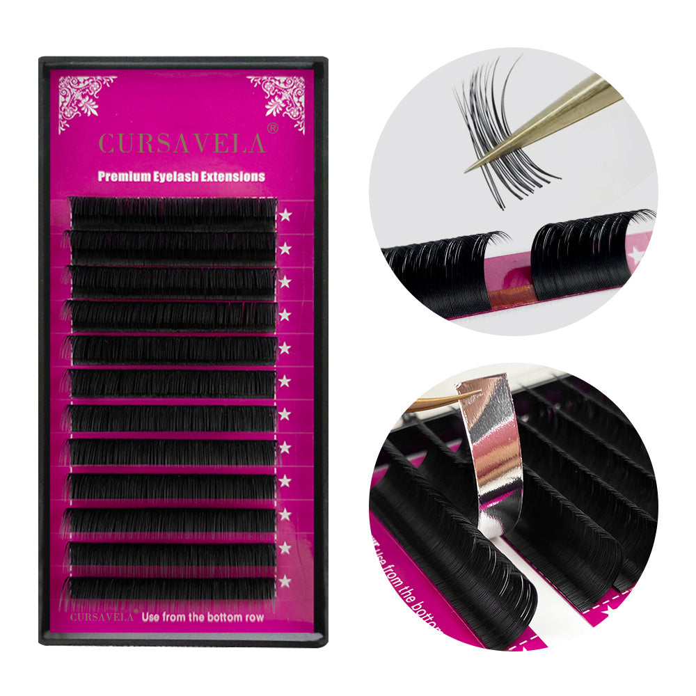 100 Pcs CURSAVELA Classic Volume Lashes, Fluffy Ultra Soft Eyelash Extensions