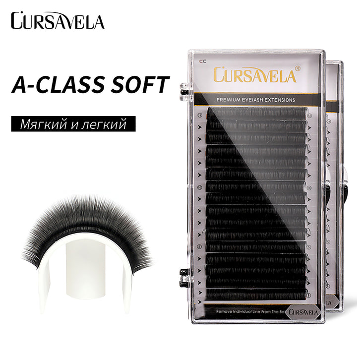 0.15mm Ellipse Flat Eyelash Extensions Faux Mink Eyelashes Cursavela brand