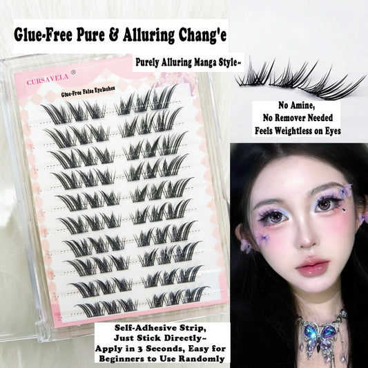 Individual DIY lashes Glue-Free Chang’e Segmented False Lashes | Fox-Style Upward-Slanting, Enchanting Royal Sister Vibe, Natural & Thick Without Exaggeration