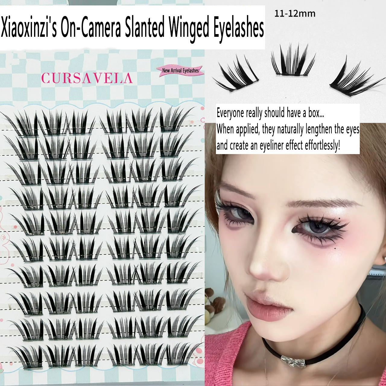 Individual DIY lashes  Foxy & Seductive Manga False Eyelashes - Camera-Ready Slanted Style, Thick & Natural Pure Allure Vibe