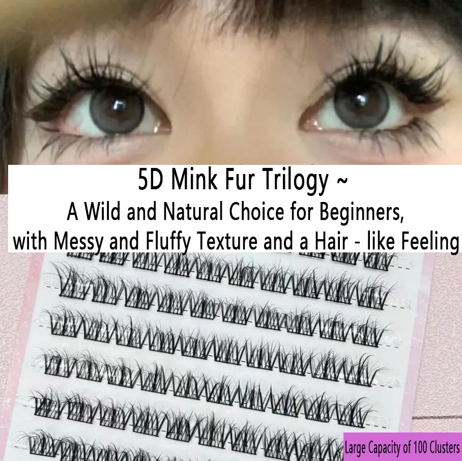 5D Glue - Free Baby - Curve Fluffy False Eyelashes: Messy Lazy - Person's Trilogy with Natural Hair - like Texture, Single Clusters