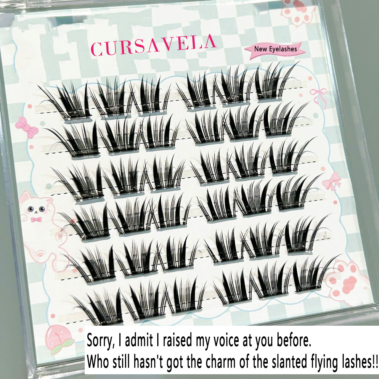 Individual DIY lashes  Foxy & Seductive Manga False Eyelashes - Camera-Ready Slanted Style, Thick & Natural Pure Allure Vibe