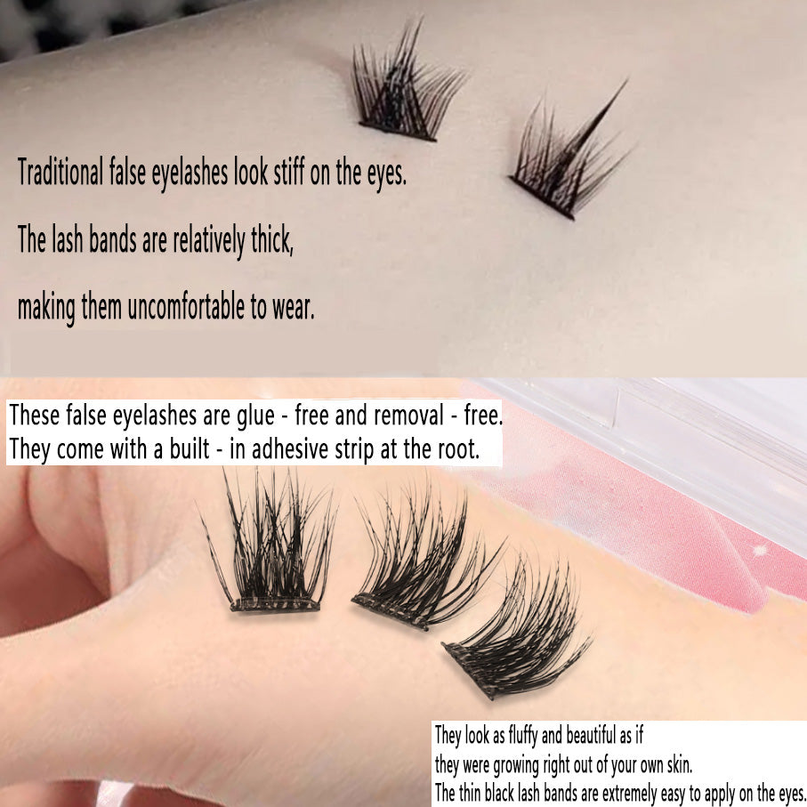5D Glue - Free Baby - Curve Fluffy False Eyelashes: Messy Lazy - Person's Trilogy with Natural Hair - like Texture, Single Clusters