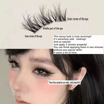 5D Glue - Free Baby - Curve Fluffy False Eyelashes: Messy Lazy - Person's Trilogy with Natural Hair - like Texture, Single Clusters