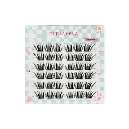Individual DIY lashes  Foxy & Seductive Manga False Eyelashes - Camera-Ready Slanted Style, Thick & Natural Pure Allure Vibe