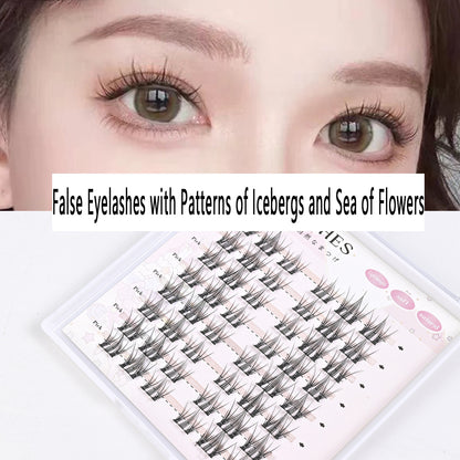 100 pcs Iceberg & Flower Sea False Eyelashes - Densely Curled, Natural-looking, with Firm Hairs, Soft & Delicate, Thin Black Stems