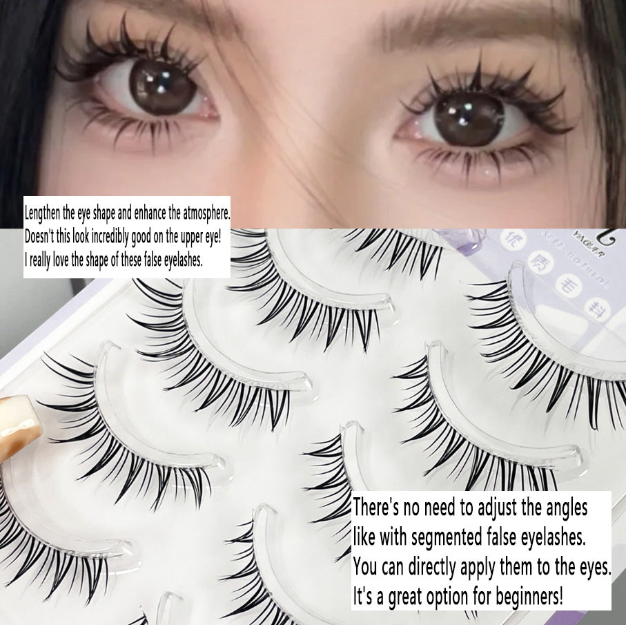 Chilly Little Fox Tail False Eyelashes | Transparent Stem, Dense Half-Blood Comic Style, Beginner-Friendly and Natural Simulation