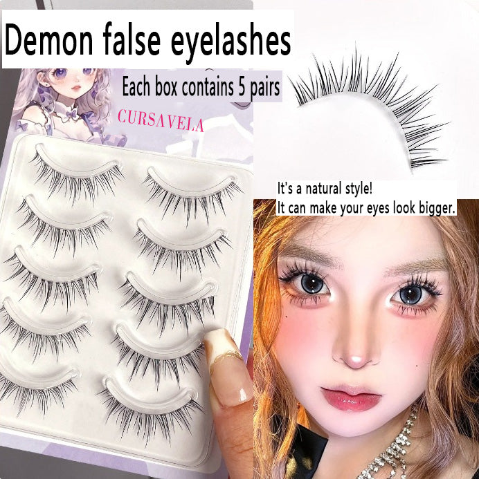 Chilly Little Fox Tail False Eyelashes | Transparent Stem, Dense Half-Blood Comic Style, Beginner-Friendly and Natural Simulation