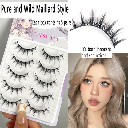Chilly Little Fox Tail False Eyelashes | Transparent Stem, Dense Half-Blood Comic Style, Beginner-Friendly and Natural Simulation