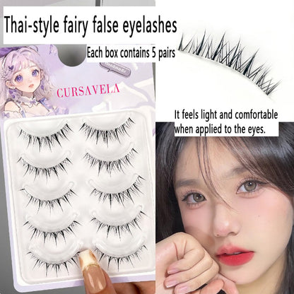 Chilly Little Fox Tail False Eyelashes | Transparent Stem, Dense Half-Blood Comic Style, Beginner-Friendly and Natural Simulation