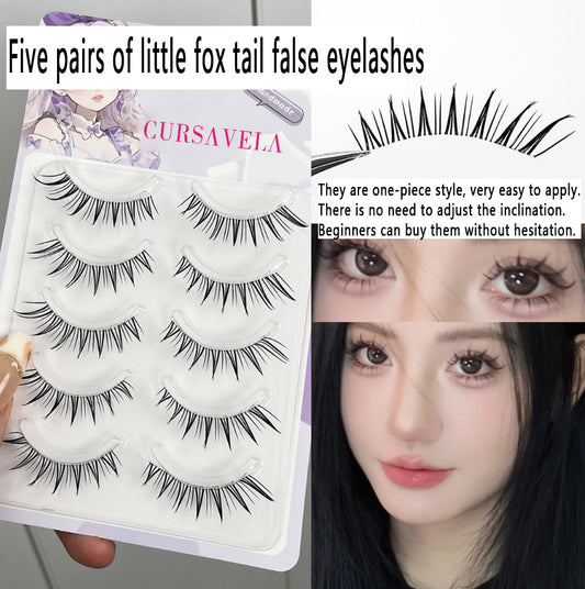 Chilly Little Fox Tail False Eyelashes | Transparent Stem, Dense Half-Blood Comic Style, Beginner-Friendly and Natural Simulation