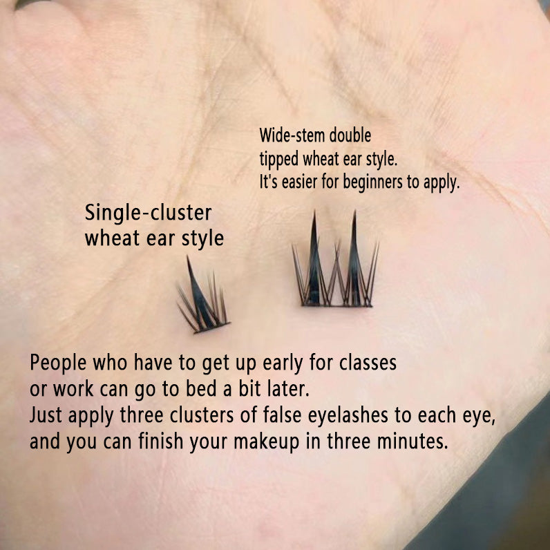 CURSAVELA 100PCS Double-Tip Wide Stem Wheat Lashes - Manga Single Cluster Sectioned Fine Stem Natural &amp; Realistic False Eyelashes for Beginners
