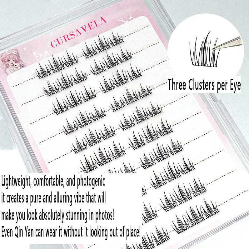 100pcs No-Glue Camellia Lash Clusters - Natural &amp; Realistic Small Floral Design, Self-Adhesive for Beginners