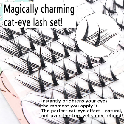 Cat-Eye Winged False Lashes - Voluminous &amp; Curled for Manga-Eye Effect, Sweet-Edgy Light Euro Style"