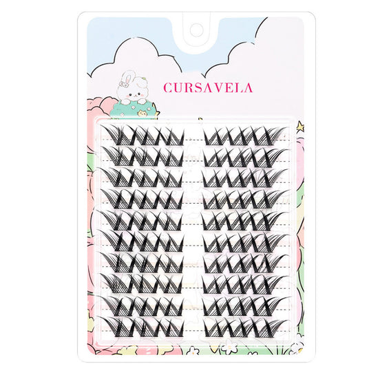 Cat-Eye Winged False Lashes - Voluminous &amp; Curled for Manga-Eye Effect, Sweet-Edgy Light Euro Style"
