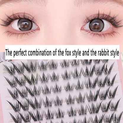 10 Rows of Best-selling Nine-Tailed Rabbit False Eyelashes! Naturally oblique flying style fits all eye shapes, simulates real lashes and enlarges eyes, a must-have for influencers!