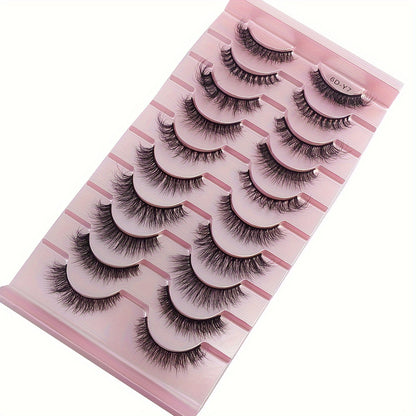 Classic Volume Eyelashes 10 Pairs Mixed Styles 3D Mink False Eyelashes Set, Handmade Wispy Fluffy Long Lashes, Delicate Eye Makeup Tools, Reusable Fake Eyelashes