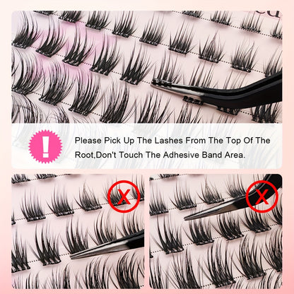 Individual DIY lashes 60 Pcs Reusable Self-Adhesive Cluster Lashes Kit -DIY Press-On Lash Extensions, No Residue, Natural Look