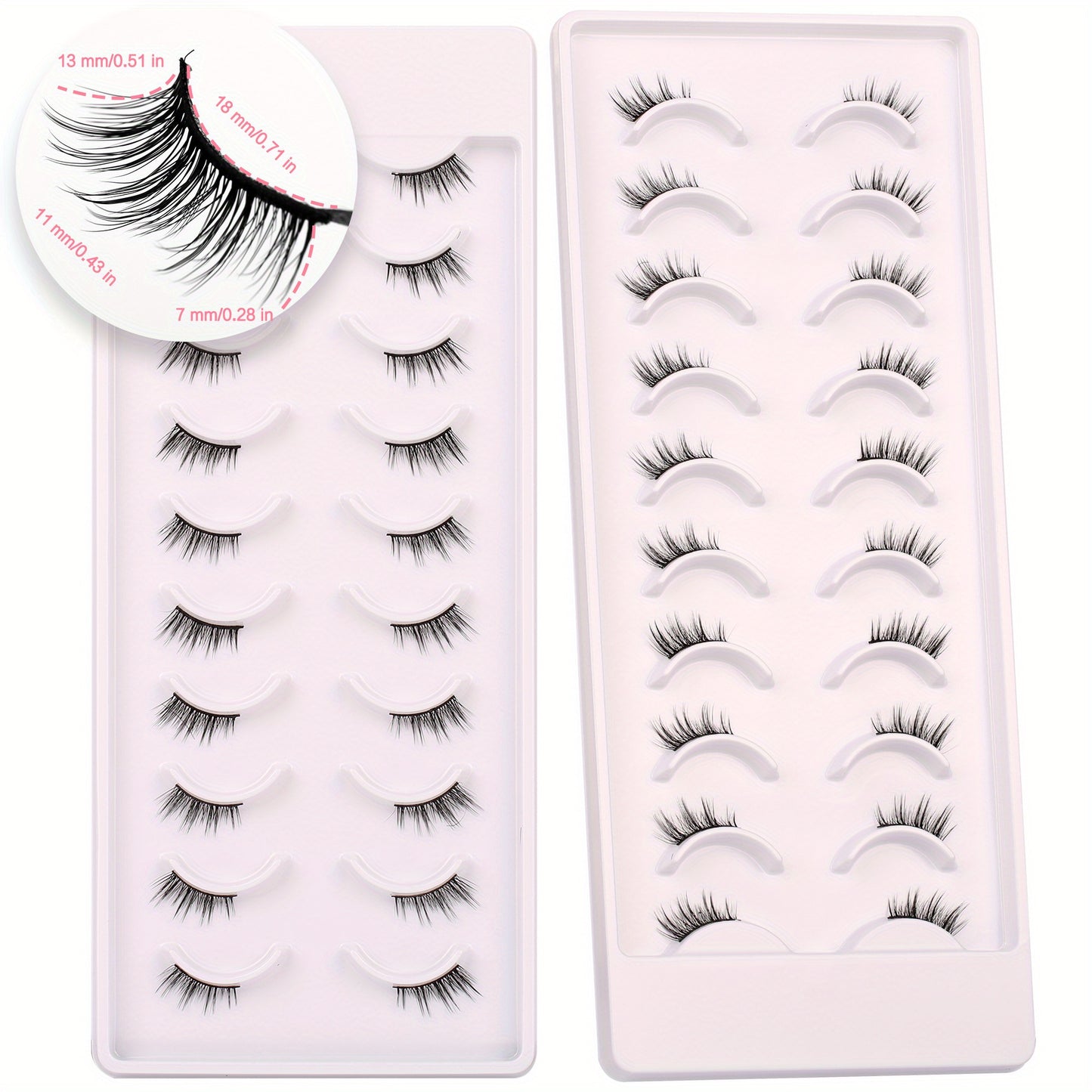 False Eyelashes Natural Look Half Lashes Short Wispy Lashes Pack Cat Eye 3D Faux Mink Lashes Fluffy Fake Eyelashes 10 Pairs Multipack