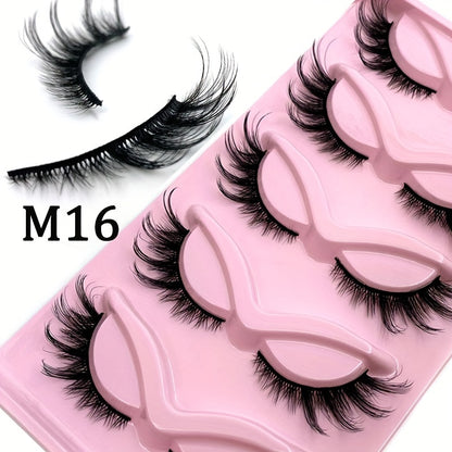 CURSAVELA 5 Pairs Fox Eye Lashes - Wispy Faux Mink Eyelashes, Fluffy Fairy Cat Eyelashes, 9D Spiky Tips False Eyelashes.