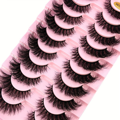 Classic Volume Eyelashes 10 Pairs Natural Slender 3D Faux Mink Cat Eye False Eyelashes, 3D Multi-layer Natural Fluffy Lashes