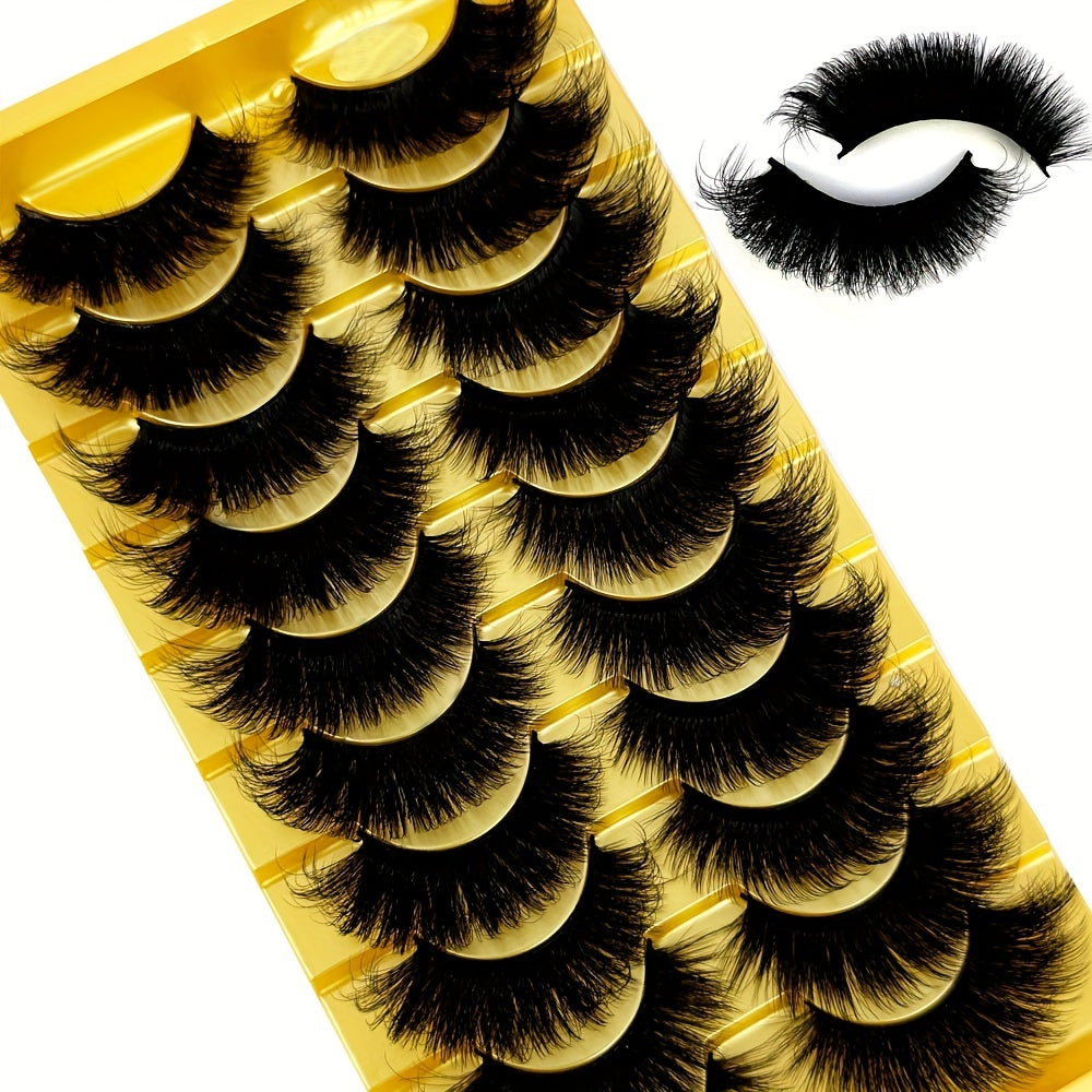 10 Pairs 3D Cat Eye Eyelashes, Fluffy & Soft Cross Style, Natural Manga-Inspired False Lashes for Daily & Glam Makeup