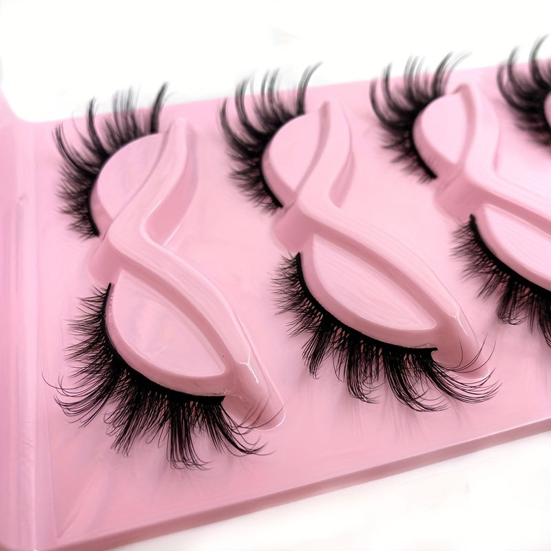 CURSAVELA 5 Pairs 9D Fox Eye Wispy Lashes - Fluffy Faux Mink Cat Eye Spiky Fairy Lashes