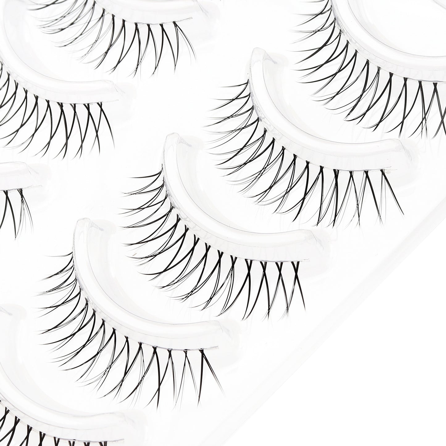 5 Pairs Self-Adhesive C Curl False Eyelashes, Mixed Lengths 6-9mm & 10-12mm - Reusable for Natural & Cosplay Looks