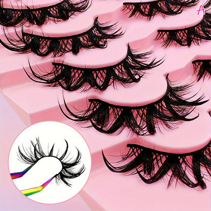 7 Pairs of 20mm Dramatic Faux Mink Eyelashes – Spiky Tips, Fluffy Cat-Eye, D Curl, Reusable