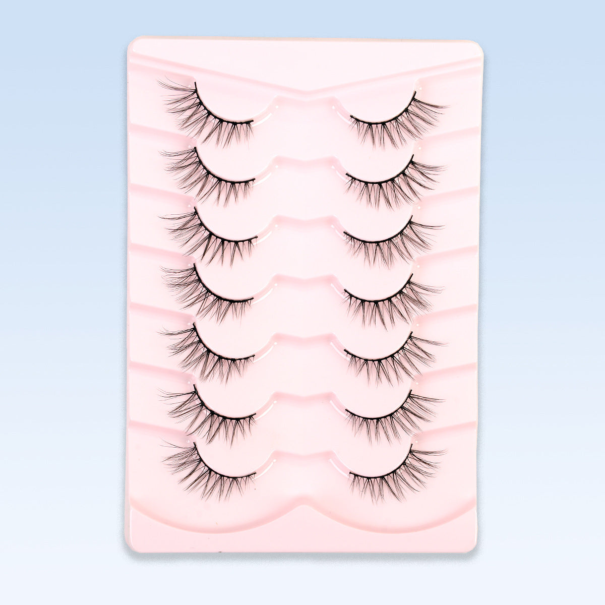 CURSAVELA 7 Pairs Half Eye 3D Short Cat Eye False Eyelashes, Faux End-Half Style