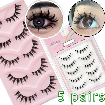 Dramatic 3D Thick & Curly False Eyelashes - Beginner-Friendly, Reusable, Self-Adhesive for Bold Anime Looks