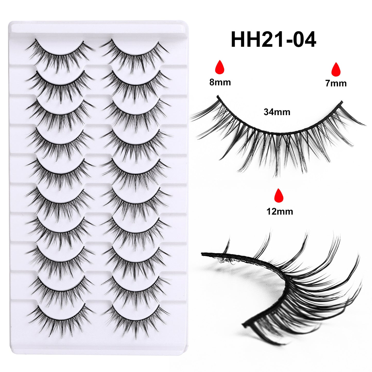 100pcs CURSAVELA Thick Eyelashes 10 Pairs Set, European Style Long Black Stems