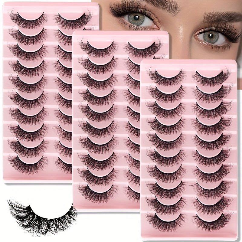 50Pairs/5 Pack Fluffy False Eyelashes Wispy Lashes 3D Volume Strip Lashes D Curl Fake Eyelashes Bulk Faux Mink Eyelashes for Halloween